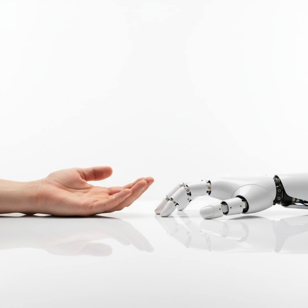 Human hand and robot hand