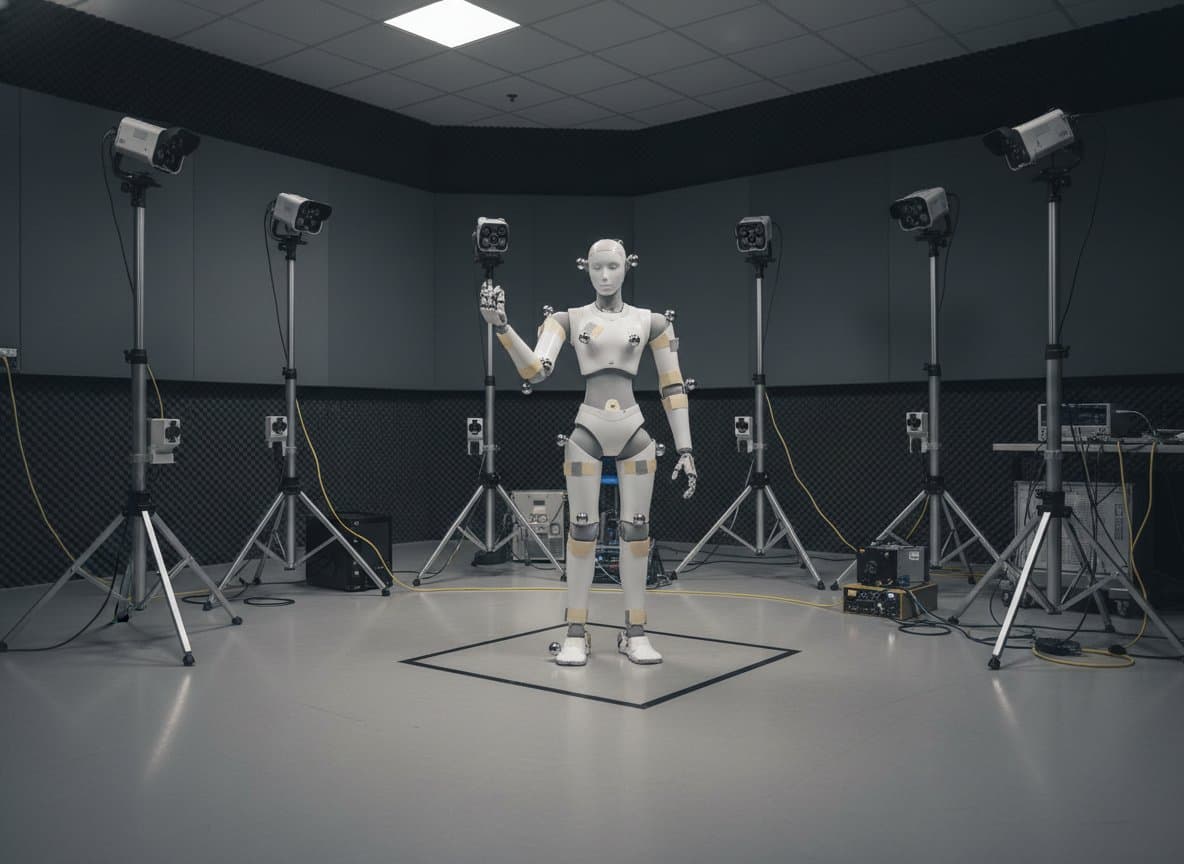 Humanoid robot with motion capture markers
